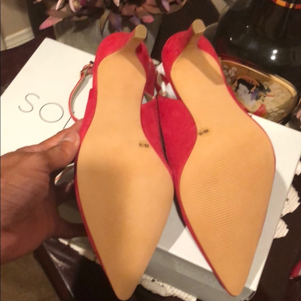 Sole Society Red suede ankle wrap heel - Picture 4 of 5